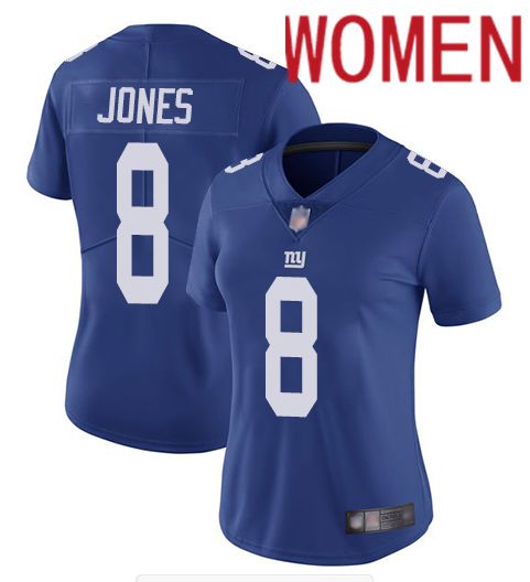 Women New York Giants #8 Jones Blue Nike Vapor Untouchable Limited NFL Jersey->women nfl jersey->Women Jersey